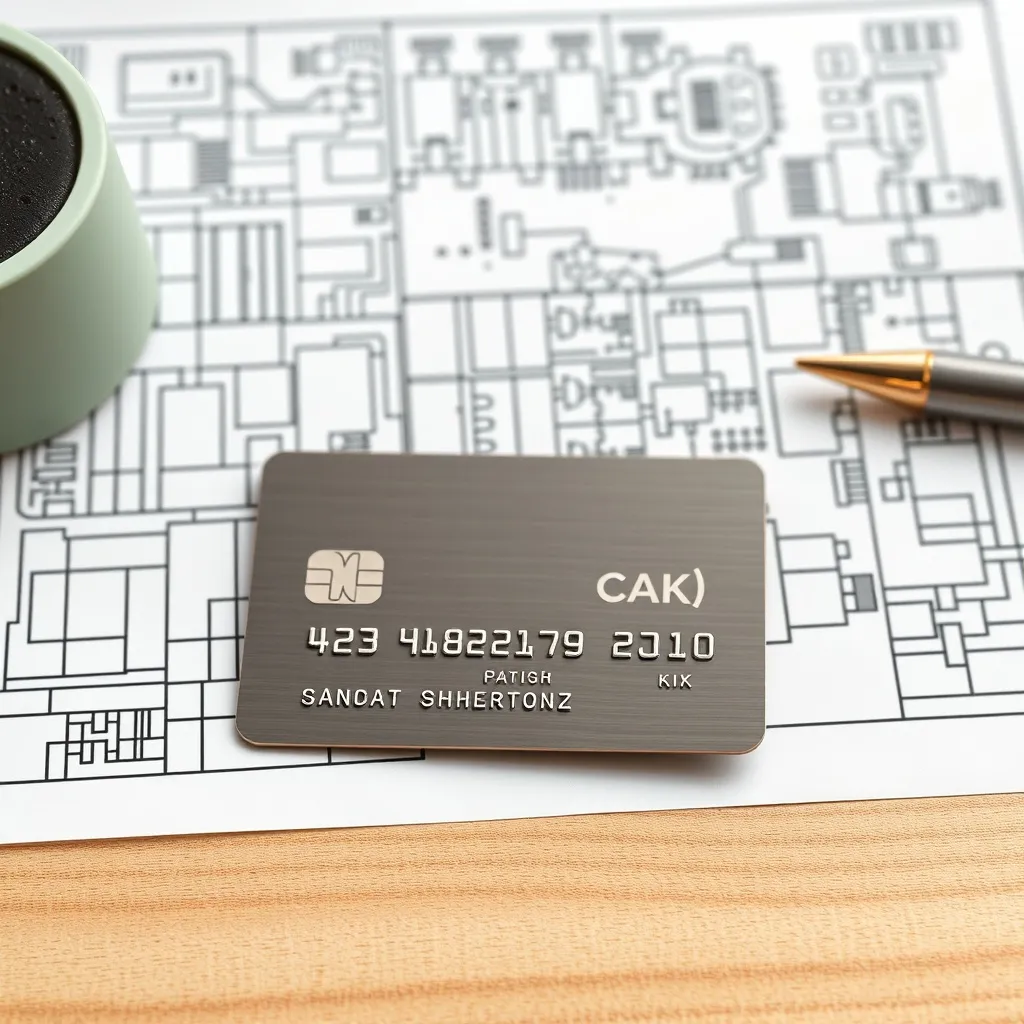 Close-up of a high-end metal credit card on a clean wooden d